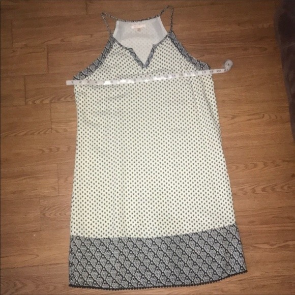 Skies are Blue Shift Dress Printed Halter Split-Neck cream black Border size M - Picture 7 of 15
